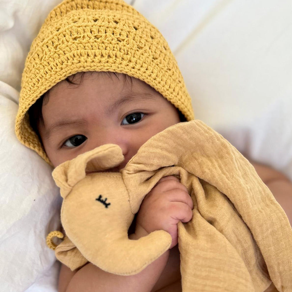 NEW! Baby Toddler Crocheted Bonnet Hat - Mustard