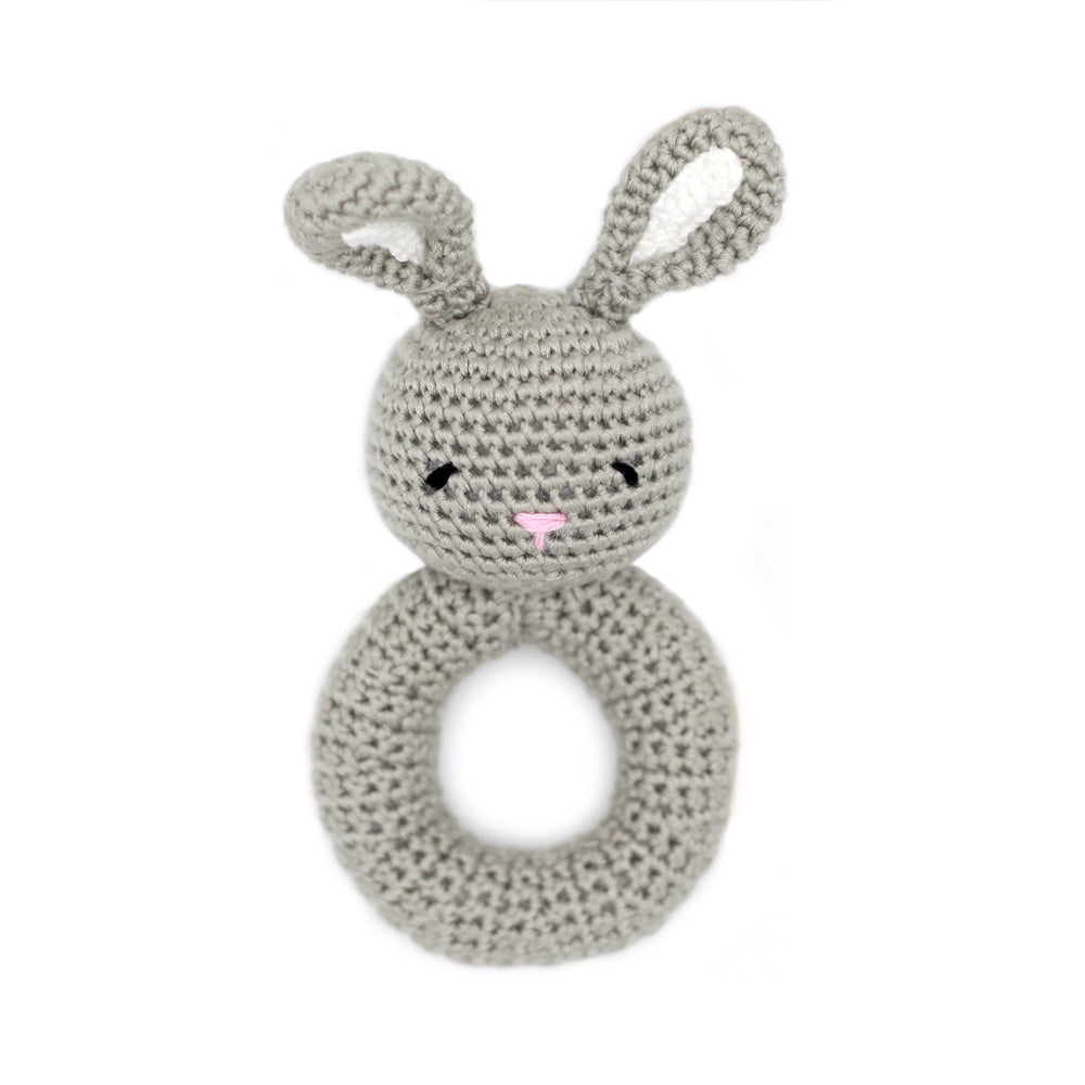 Handmade crocheted Bunny Ring Rattle