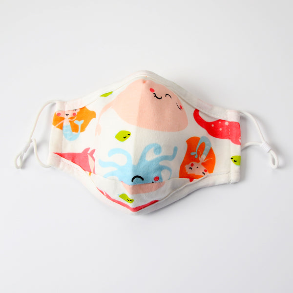 Kid's Reusable Cotton Face Mask with filter pocket - Under the Sea