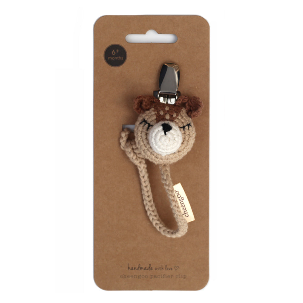 Fawn cotton pacifier clip