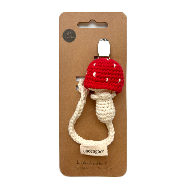 Toadstool Crochet Pacifier Clip