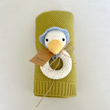 Organic Knit Baby Blanket - Apple (Moss Stitch)