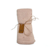 Organic Knit Baby Blanket - Tan (cloverleaf eyelet)