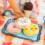 Crocheted Donut Rattle Set - pink, yellow and white
