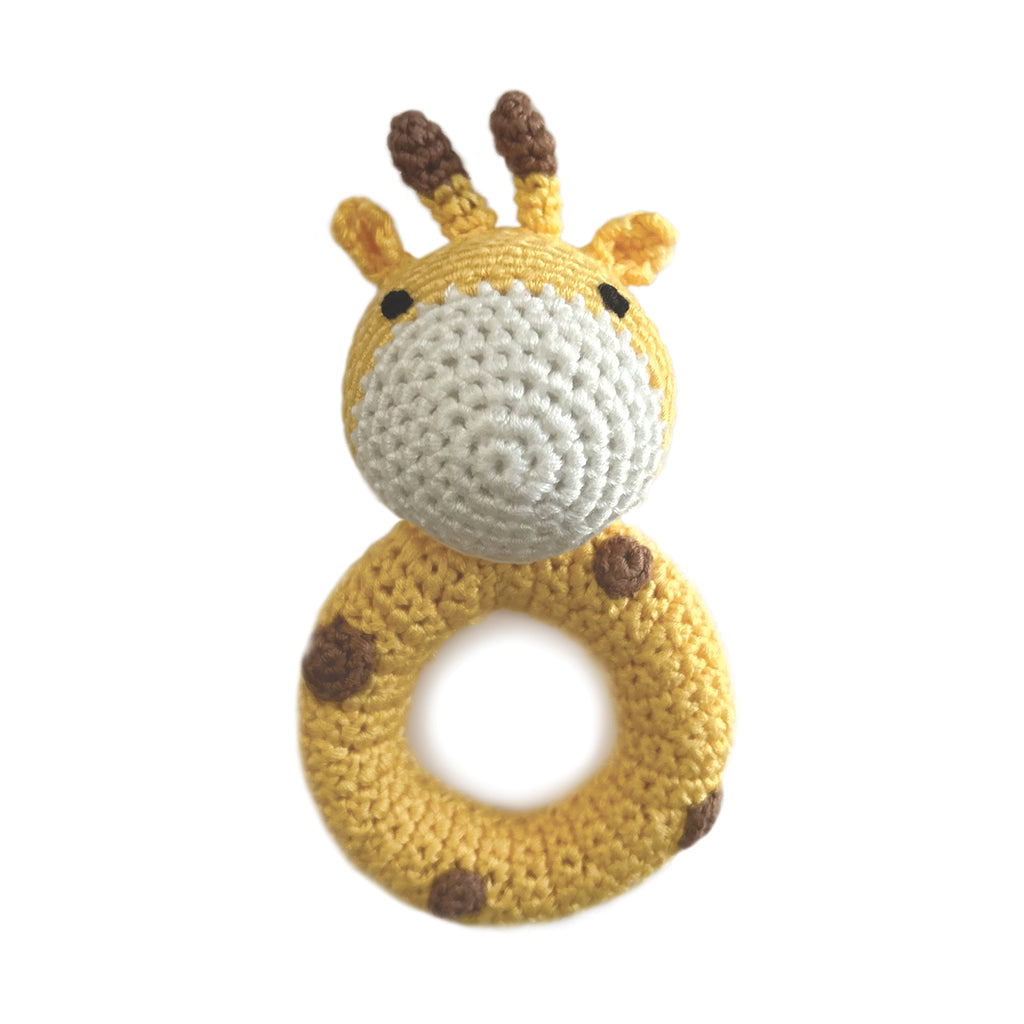 Giraffe Ring Hand Crocheted Rattle
