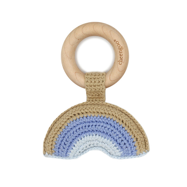 Rainbow Teething Rattle - Blue