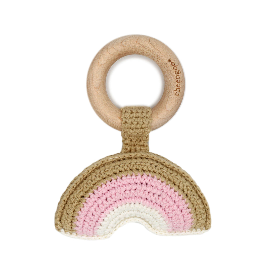 Rainbow Teething Rattle - Pink