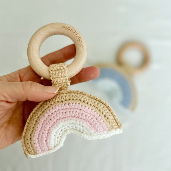 Rainbow Teething Rattle - Pink