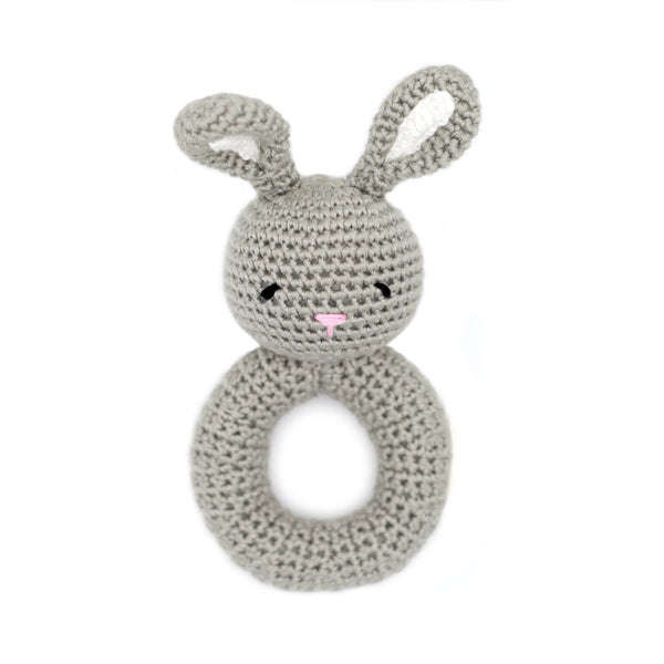 Handmade  crocheted Bunny Ring Rattle