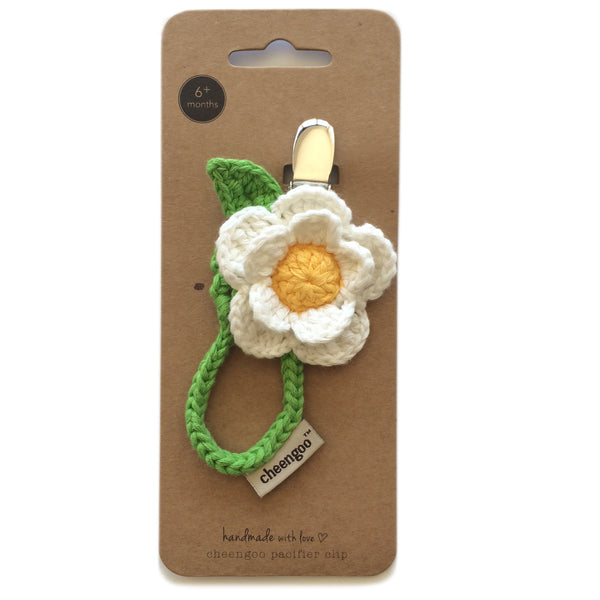 Daisy cotton pacifier clip