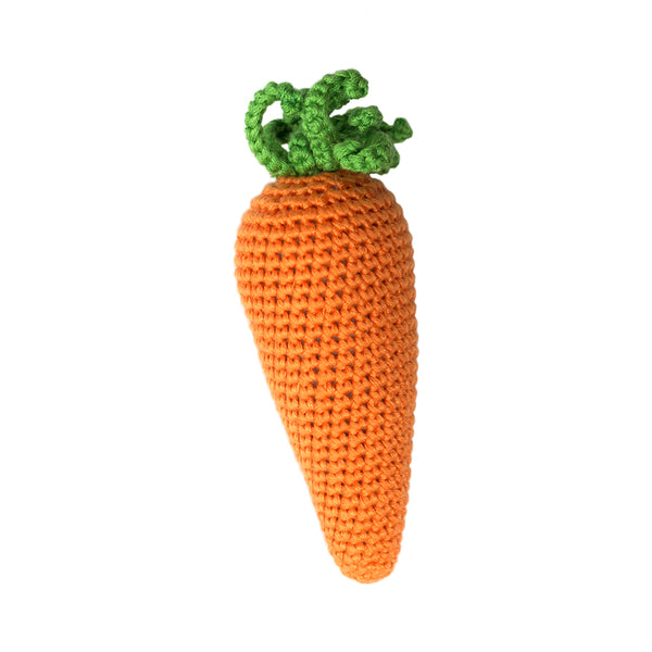 hand crocheted carrot baby rattle