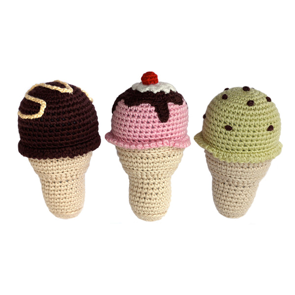 Ice-cream crocheted rattles (set of 3)