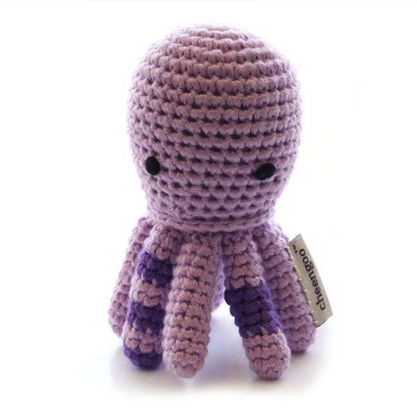 handmade octopus baby rattle purple